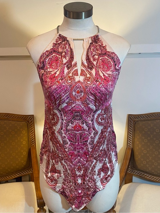 Cache Tops - Cache Pink Silk Paisley Halter Top, Size XS